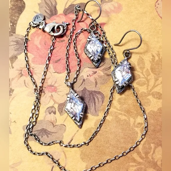 Silpada Sterling Silver & Zirconia Necklace & Earrings SET - Picture 3 of 10